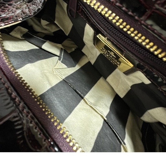 Vivienne Westwood EUC burgundy black croc embossed top handle leather medium bag - Picture 5 of 6